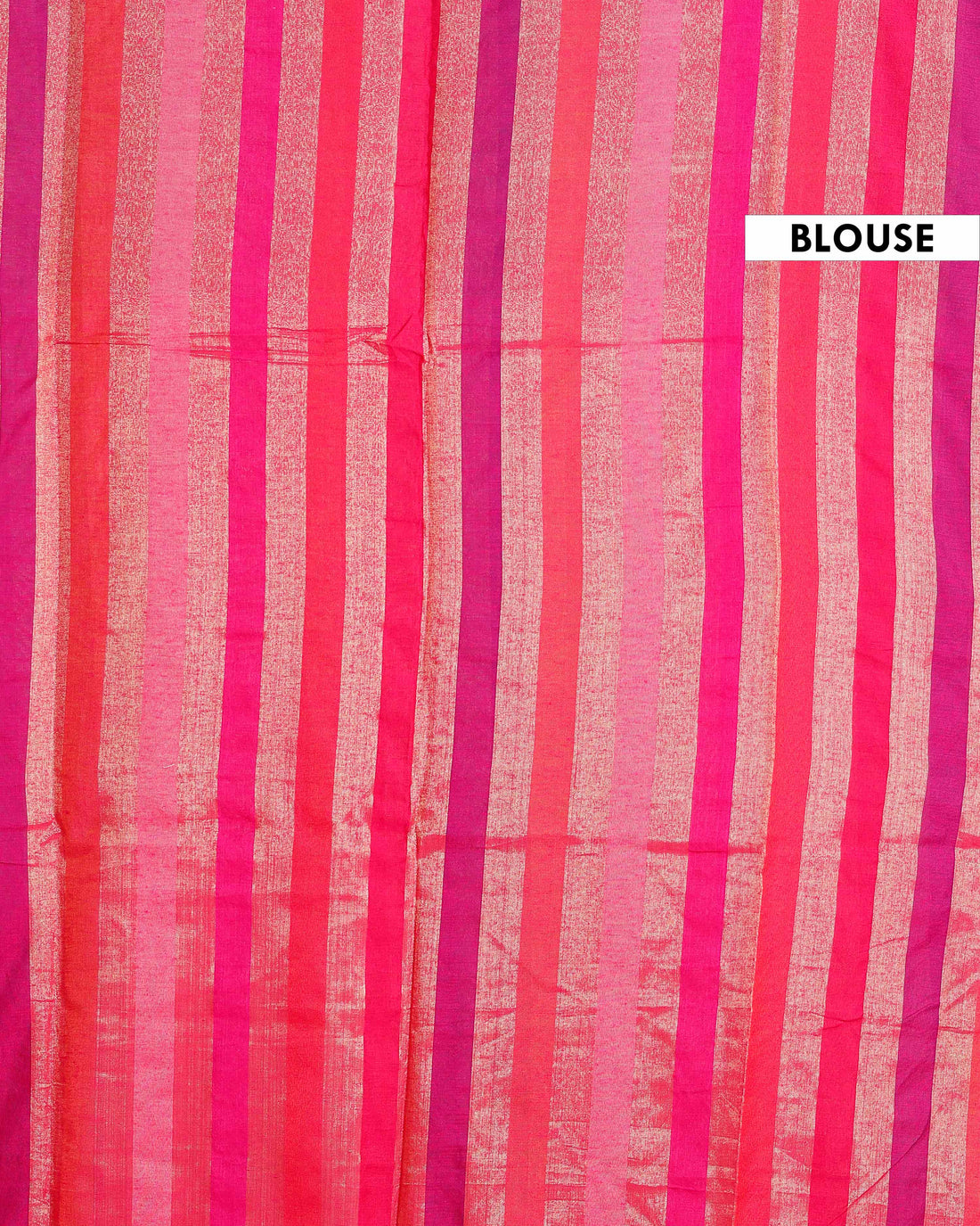 Handloom Mul Mul Cotton Saree with Vertical Stripe Pattern and Decorative Tassels - Multi