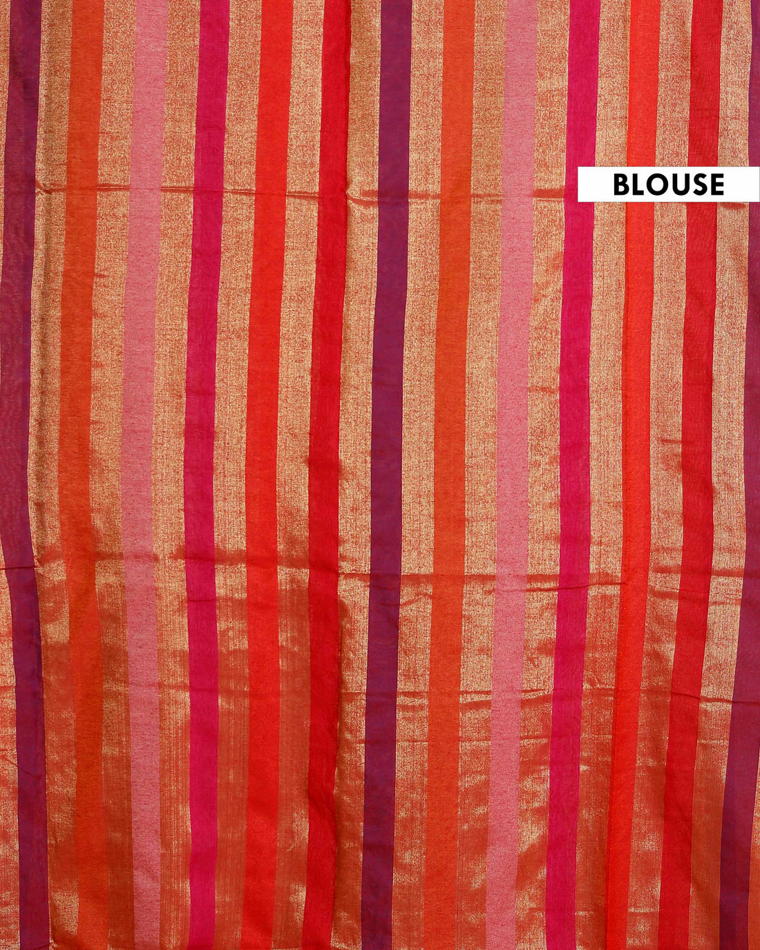 Handloom Mul Mul Cotton Saree with Vertical Stripe Pattern and Decorative Tassels - Multi