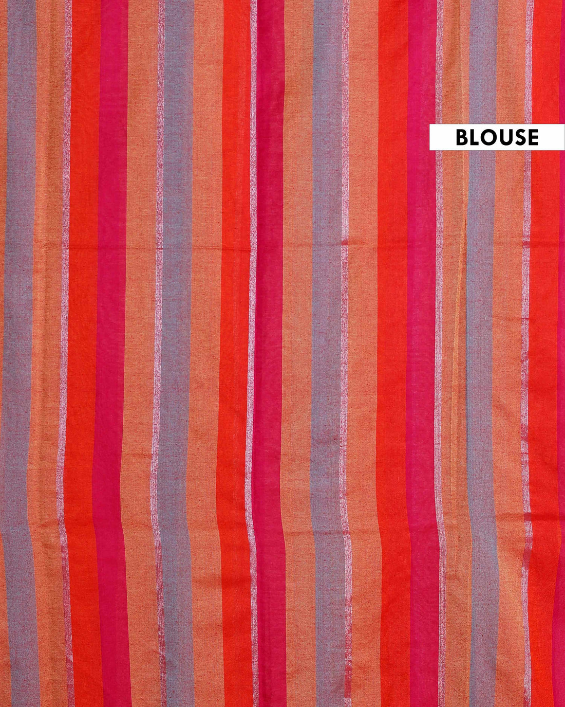 Handloom Mul Mul Cotton Saree with Vertical Stripe Pattern and Decorative Tassels - Multi