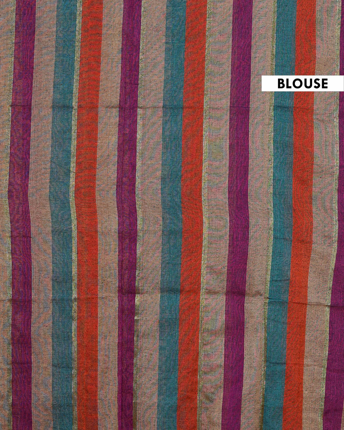 Handloom Mul Mul Cotton Saree with Vertical Stripe Pattern and Decorative Tassels - Multi