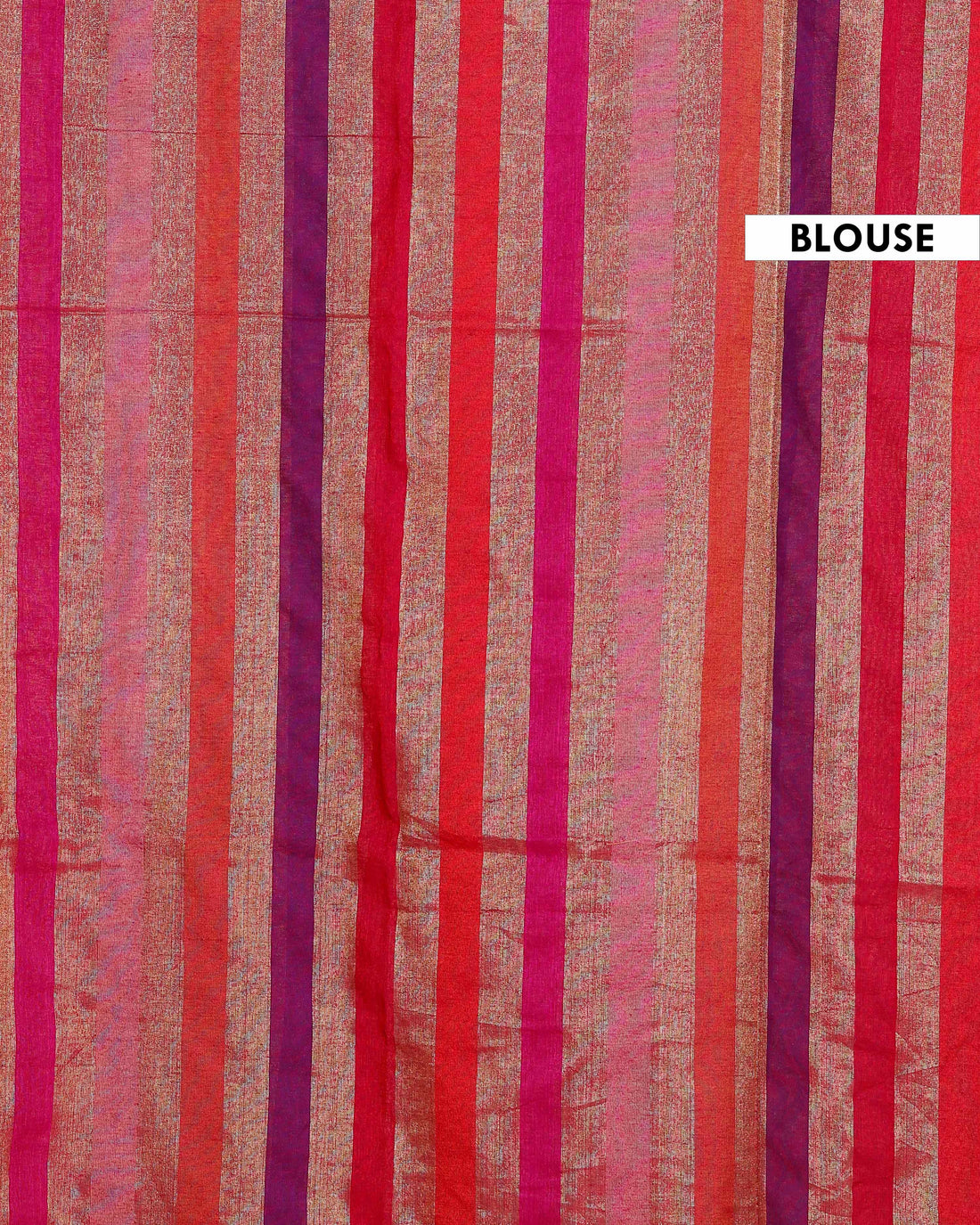 Handloom Mul Mul Cotton Saree with Vertical Stripe Pattern and Decorative Tassels - Multi