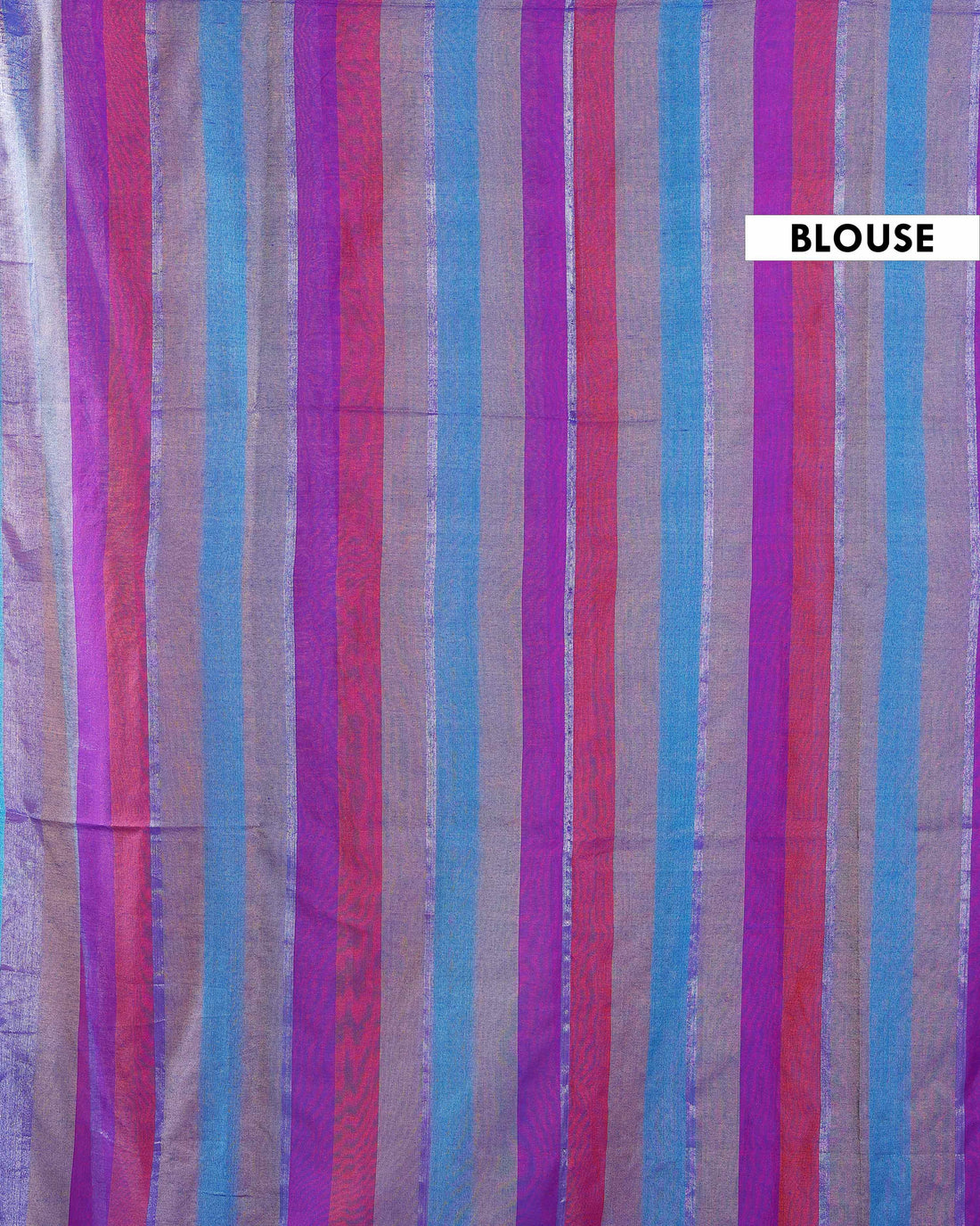 Handloom Mul Mul Cotton Saree with Vertical Stripe Pattern and Decorative Tassels - Multi