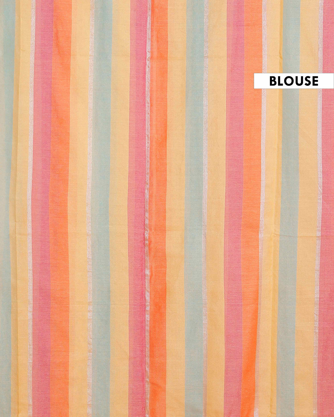 Handloom Mul Mul Cotton Saree with Vertical Stripe Pattern and Decorative Tassels - Multi
