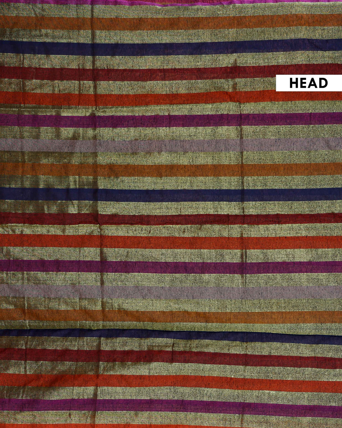 Handloom Mul Mul Cotton Saree with Vertical Stripe Pattern and Decorative Tassels - Multi