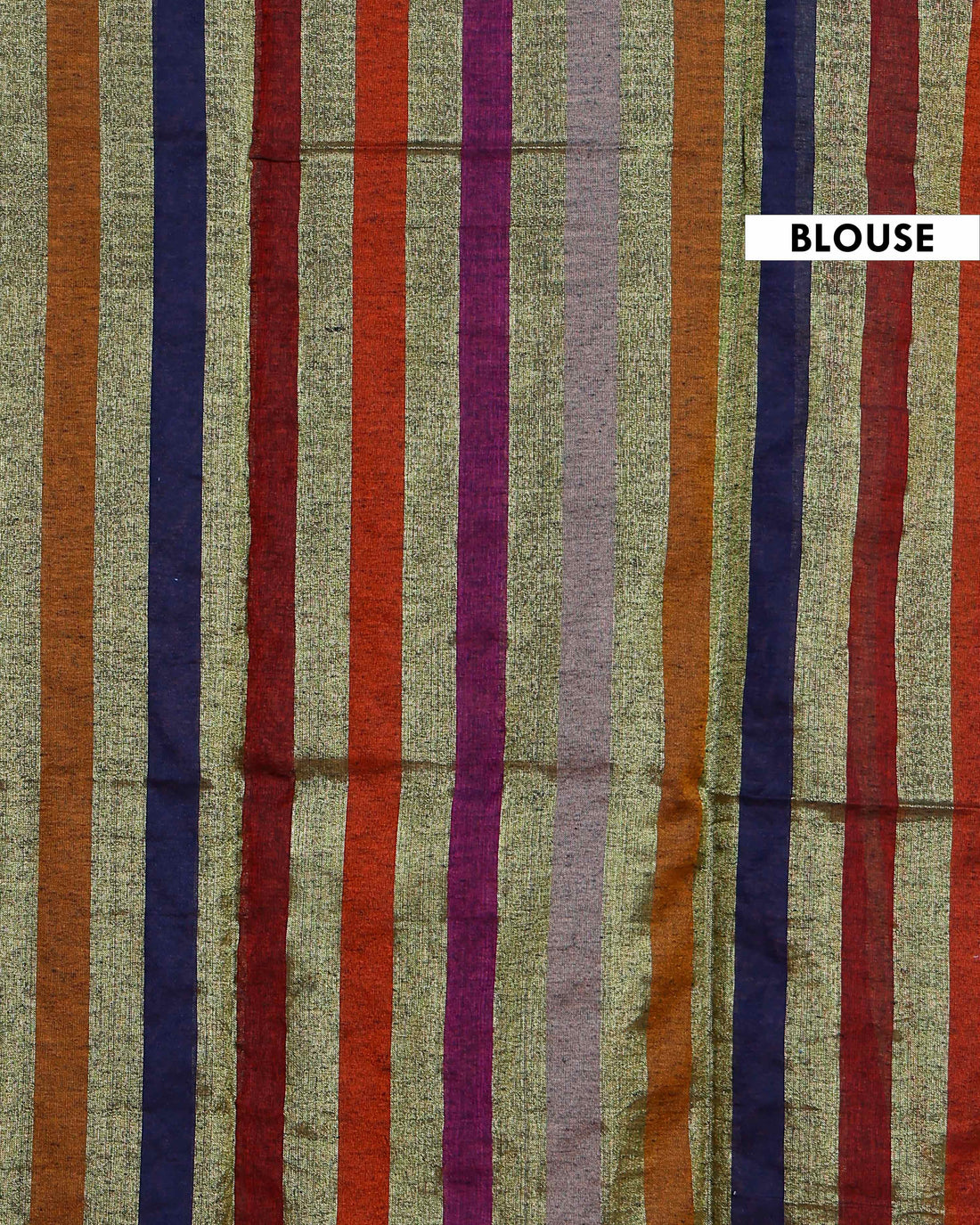 Handloom Mul Mul Cotton Saree with Vertical Stripe Pattern and Decorative Tassels - Multi