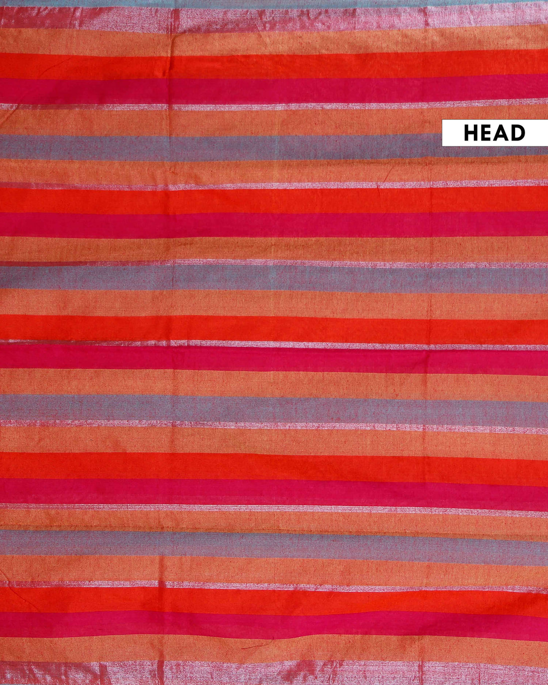 Handloom Mul Mul Cotton Saree with Vertical Stripe Pattern and Decorative Tassels - Multi