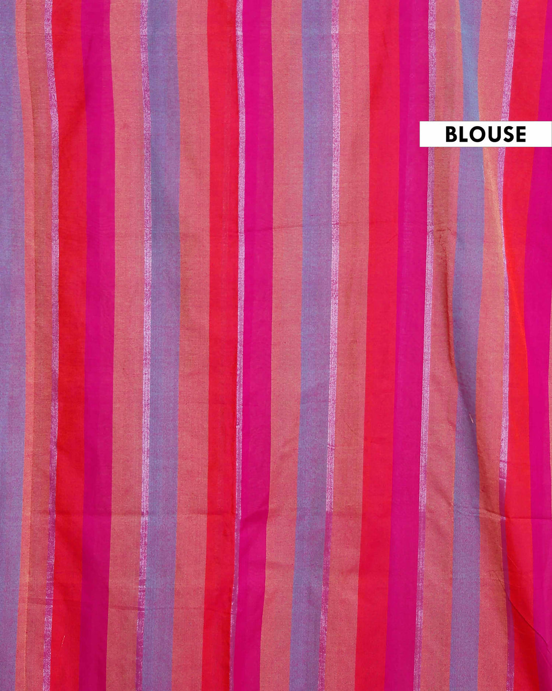 Handloom Mul Mul Cotton Saree with Vertical Stripe Pattern and Decorative Tassels - Multi