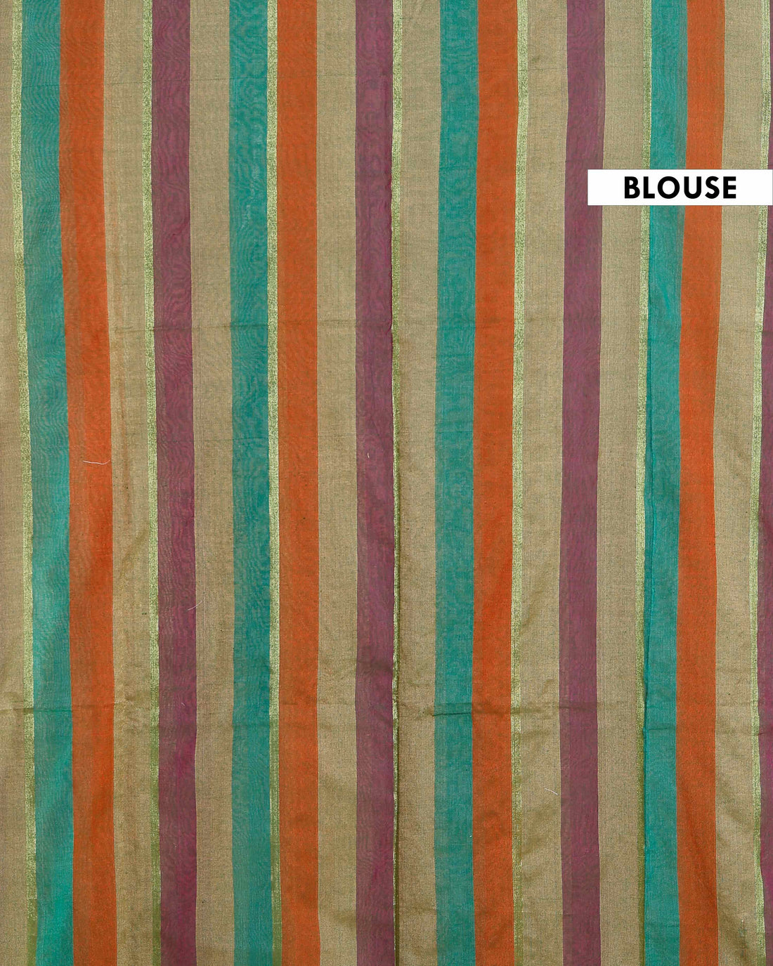 Handloom Mul Mul Cotton Saree with Vertical Stripe Pattern and Decorative Tassels - Multi