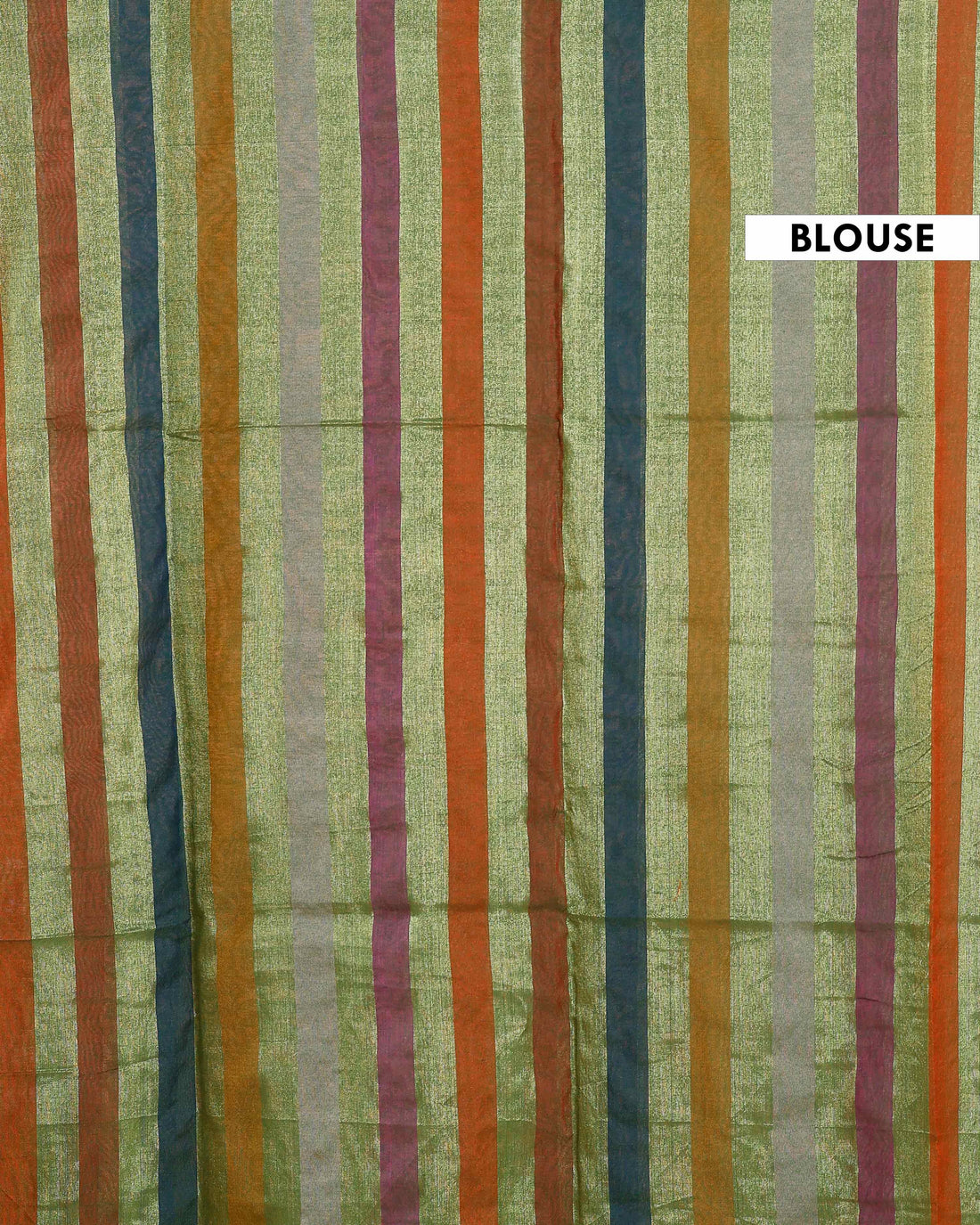 Handloom Mul Mul Cotton Saree with Vertical Stripe Pattern and Decorative Tassels - Multi