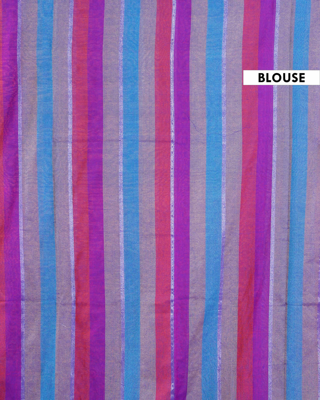 Handloom Mul Mul Cotton Saree with Vertical Stripe Pattern and Decorative Tassels - Multi