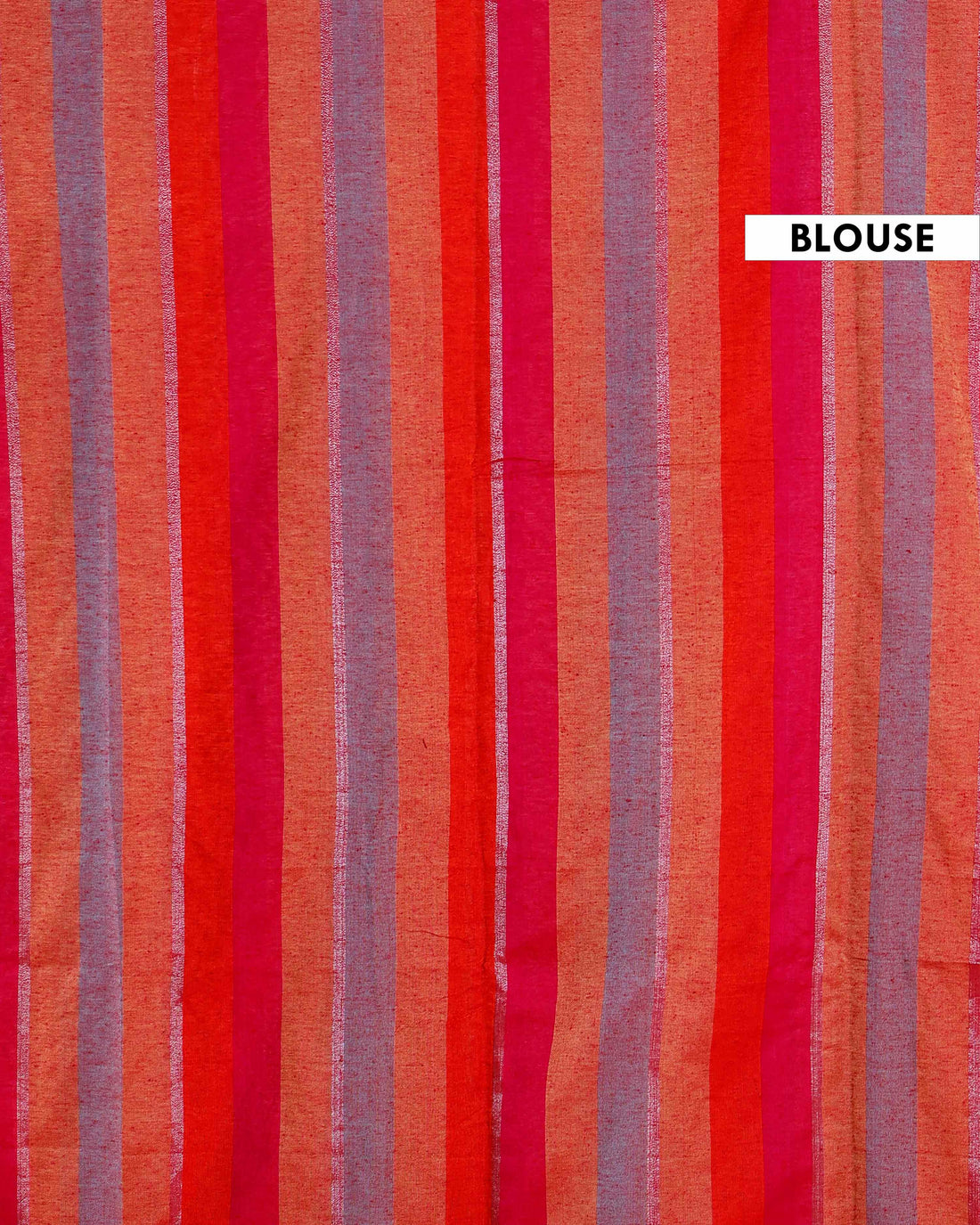 Handloom Mul Mul Cotton Saree with Vertical Stripe Pattern and Decorative Tassels - Multi