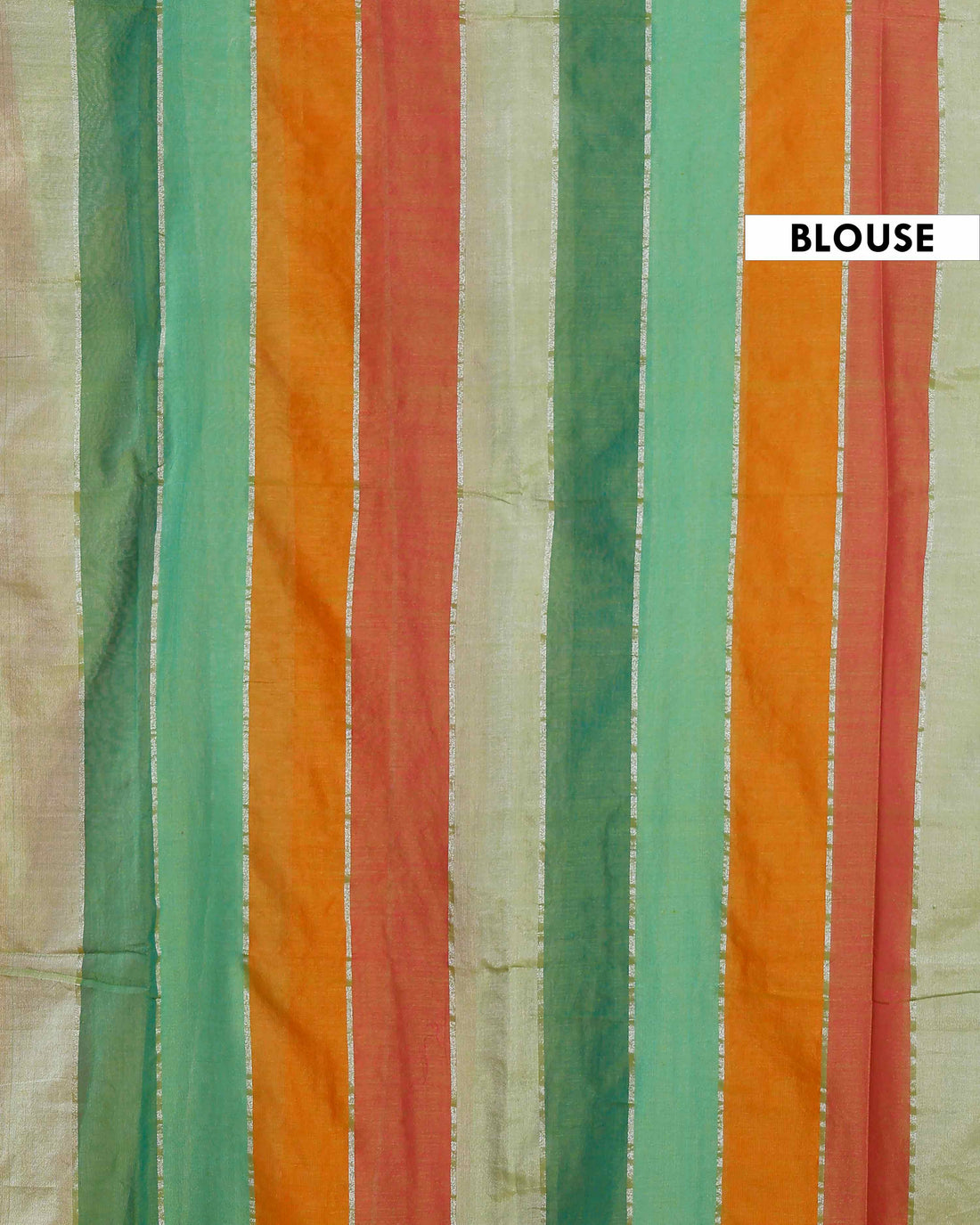 Handloom Mul Mul Cotton Saree with Vertical Stripe Pattern and Decorative Tassels - Multi