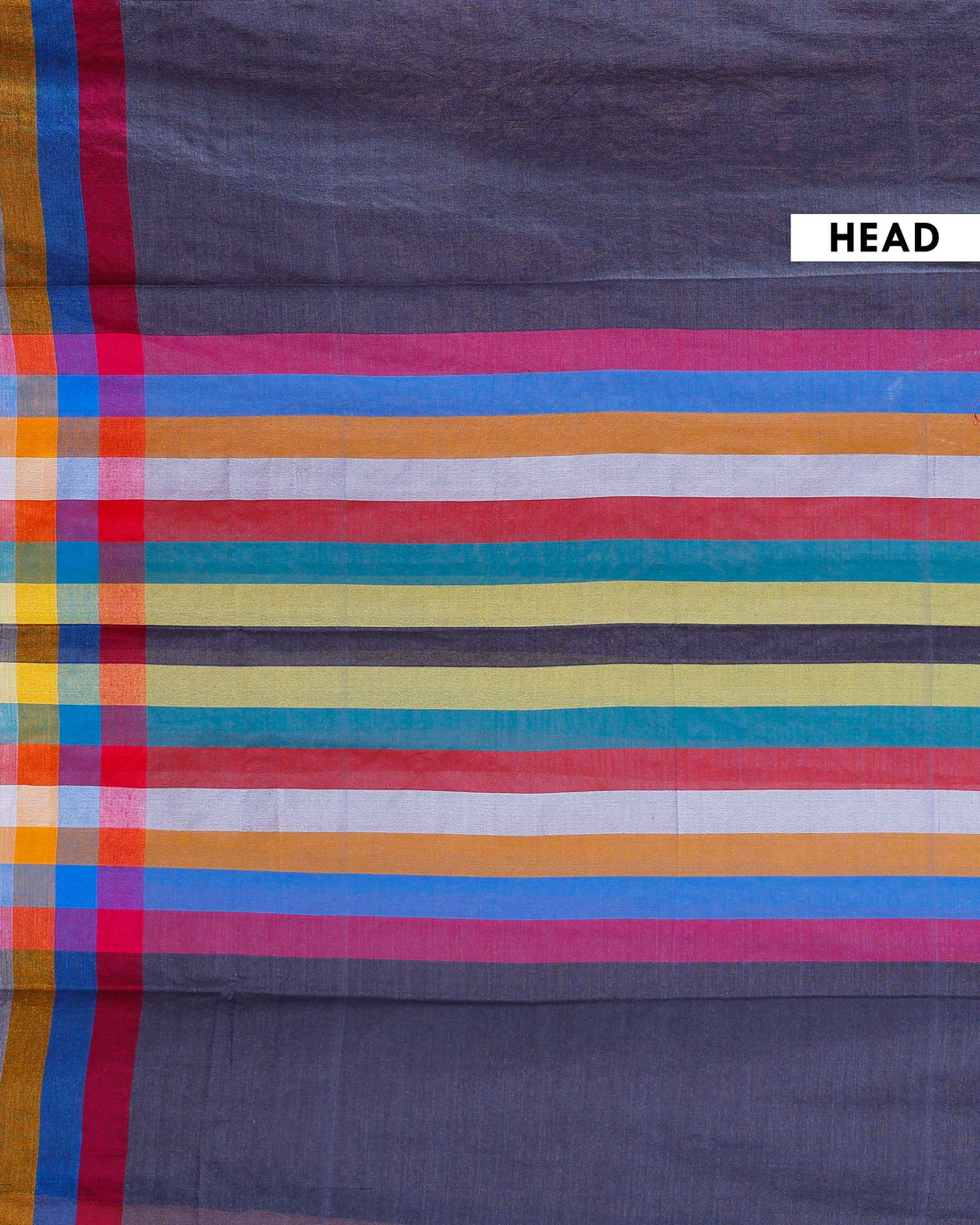 Handloom Mul Mul Cotton Saree with Vertical Stripe Pattern and Decorative Tassels - Grey