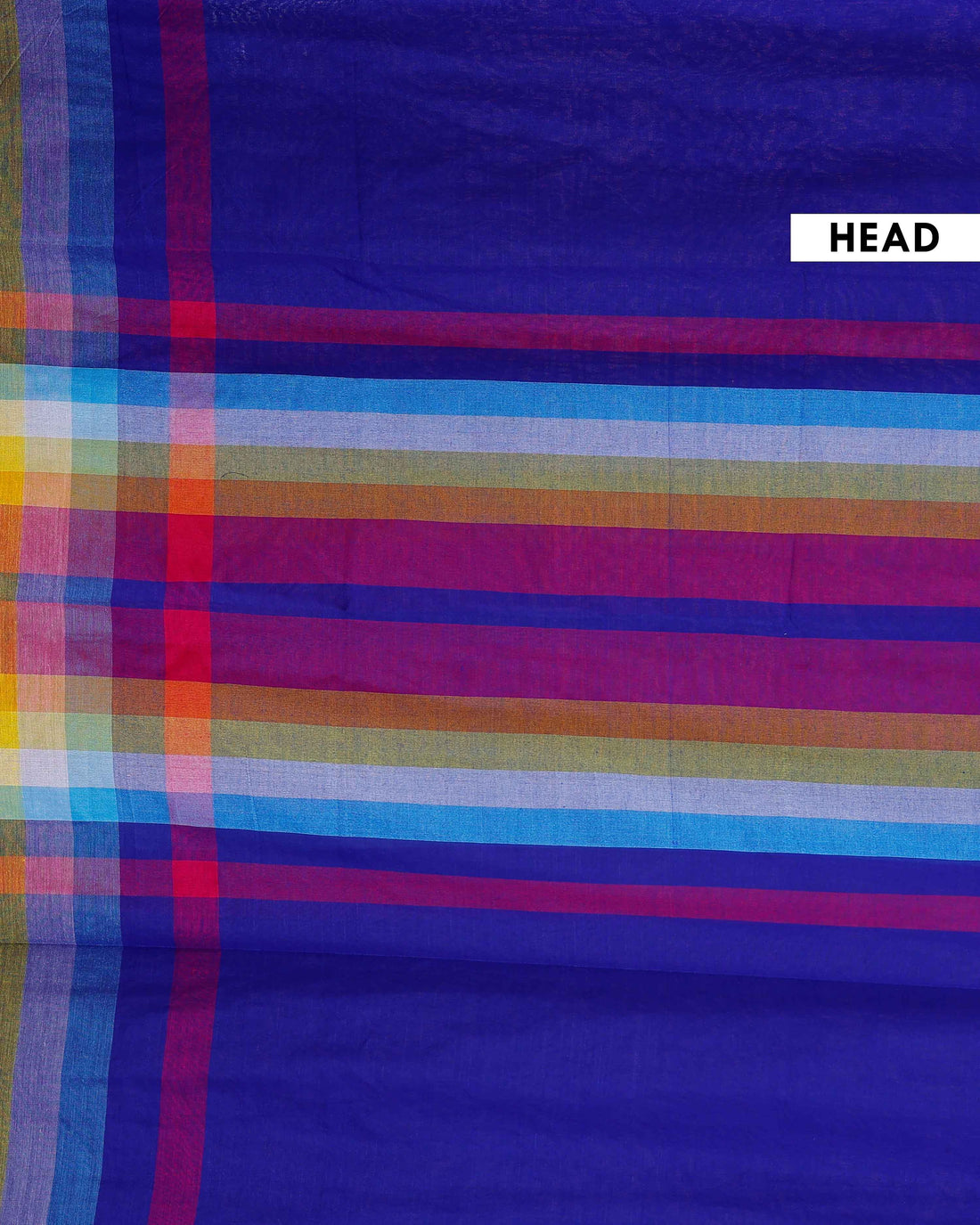 Handloom Mul Mul Cotton Saree with Vertical Stripe Pattern and Decorative Tassels - Blue