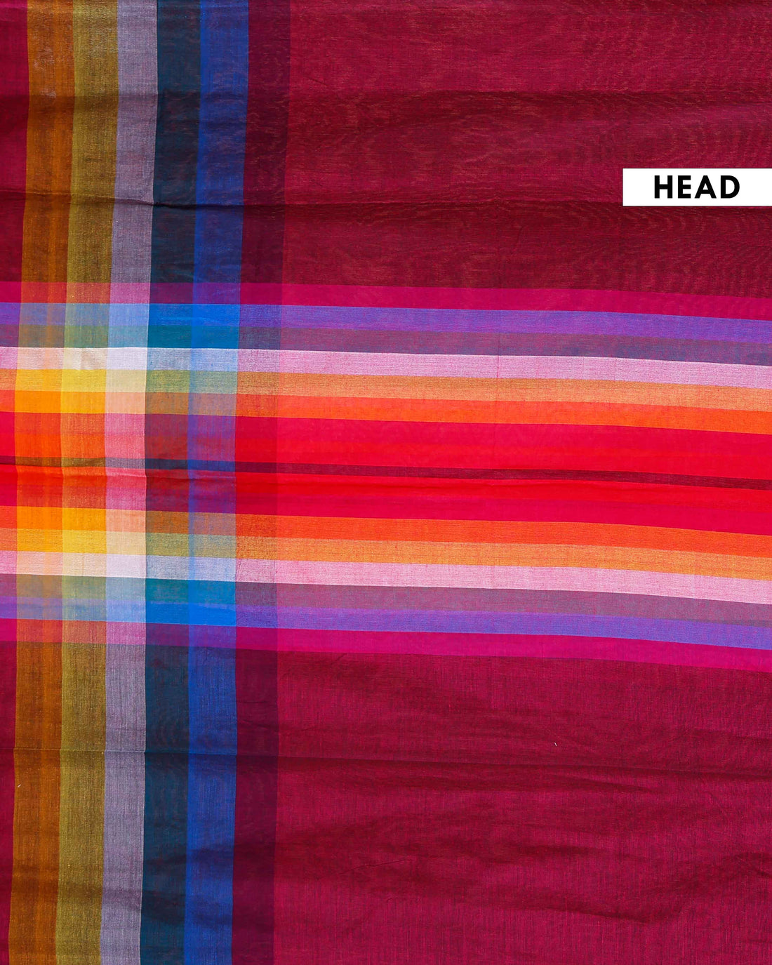 Handloom Mul Mul Cotton Saree with Vertical Stripe Pattern and Decorative Tassels - Multi