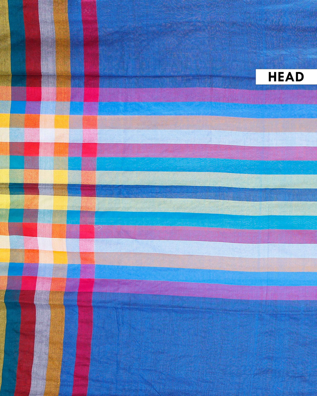 Handloom Mul Mul Cotton Saree with Vertical Stripe Pattern and Decorative Tassels - Multi