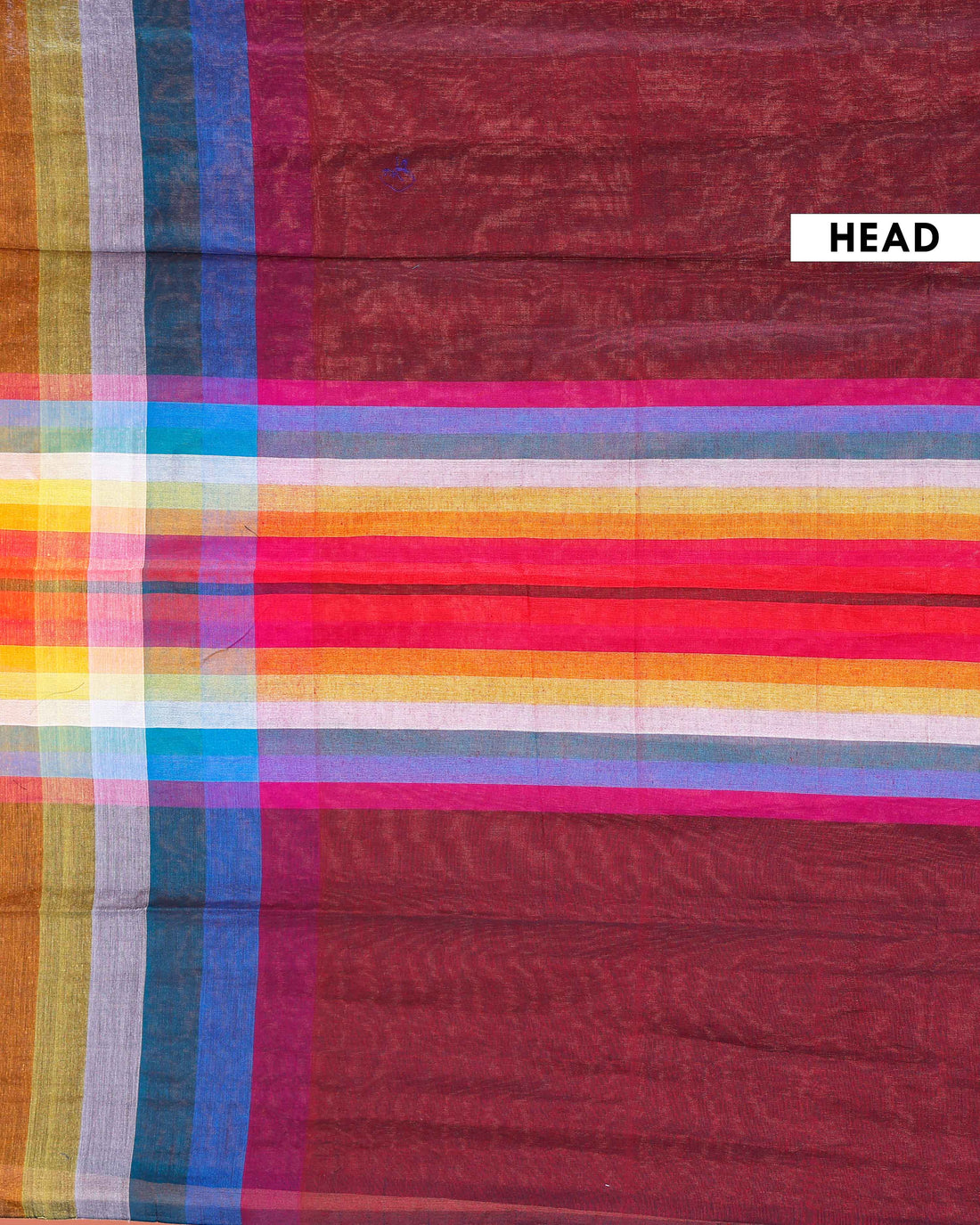 Handloom Mul Mul Cotton Saree with Vertical Stripe Pattern and Decorative Tassels - Maroon