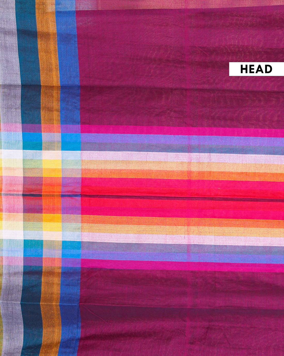 Handloom Mul Mul Cotton Saree with Vertical Stripe Pattern and Decorative Tassels - Purple