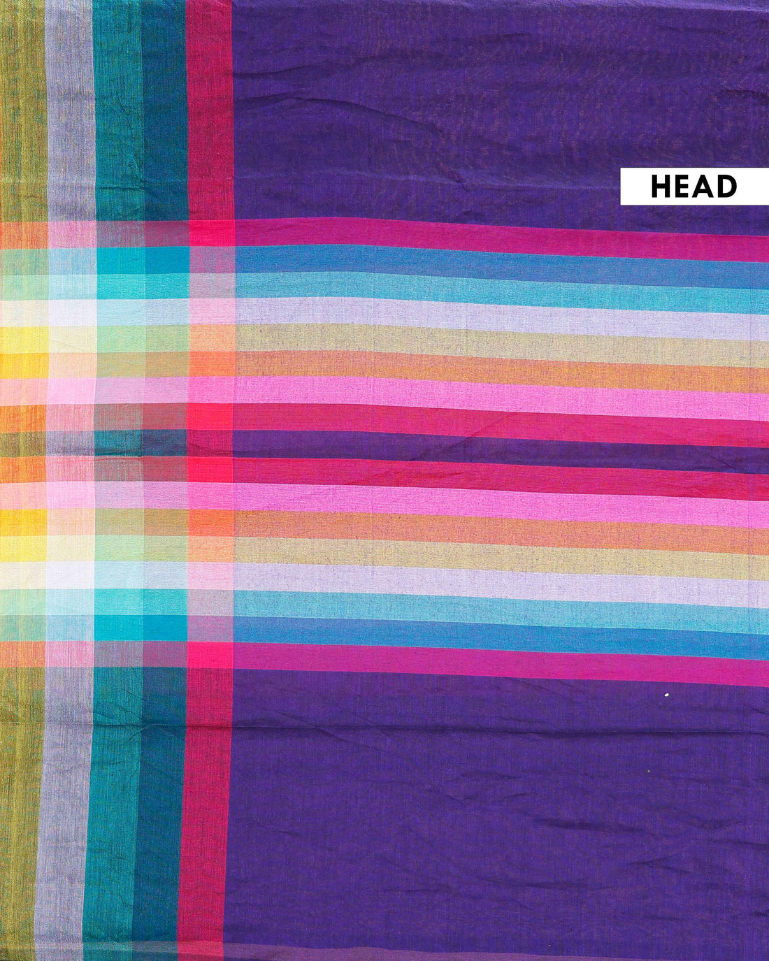 Handloom Mul Mul Cotton Saree with Vertical Stripe Pattern and Decorative Tassels -Blue