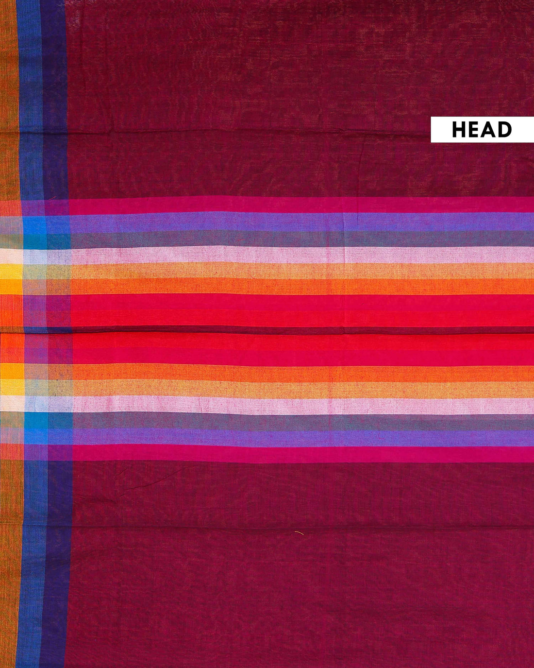 Handloom Mul Mul Cotton Saree with Vertical Stripe Pattern and Decorative Tassels - Dark Purple