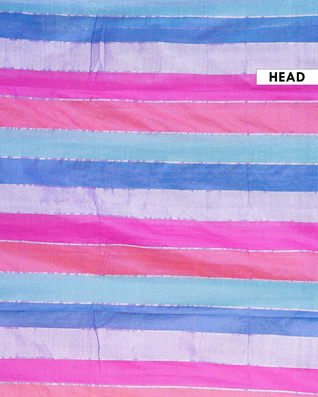 Handwoven Mul Mul Cotton Saree with Bold Striped Pattern and Tassel Detailing – Multi