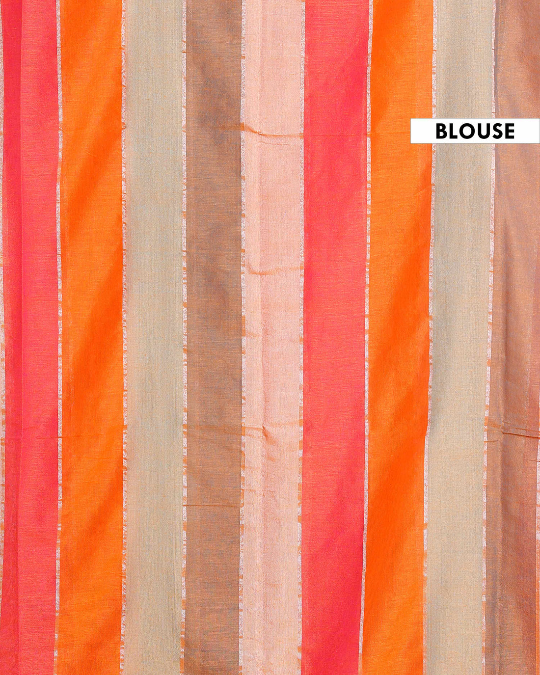 Handwoven Mul Mul Cotton Saree with Bold Striped Pattern and Tassel Detailing – Multi