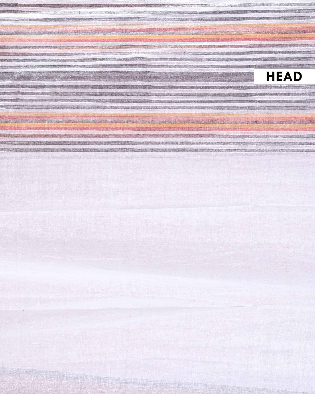 Handwoven Mul Mul Cotton Saree with Classic Striped Design and Colorful Tassel Accents – White