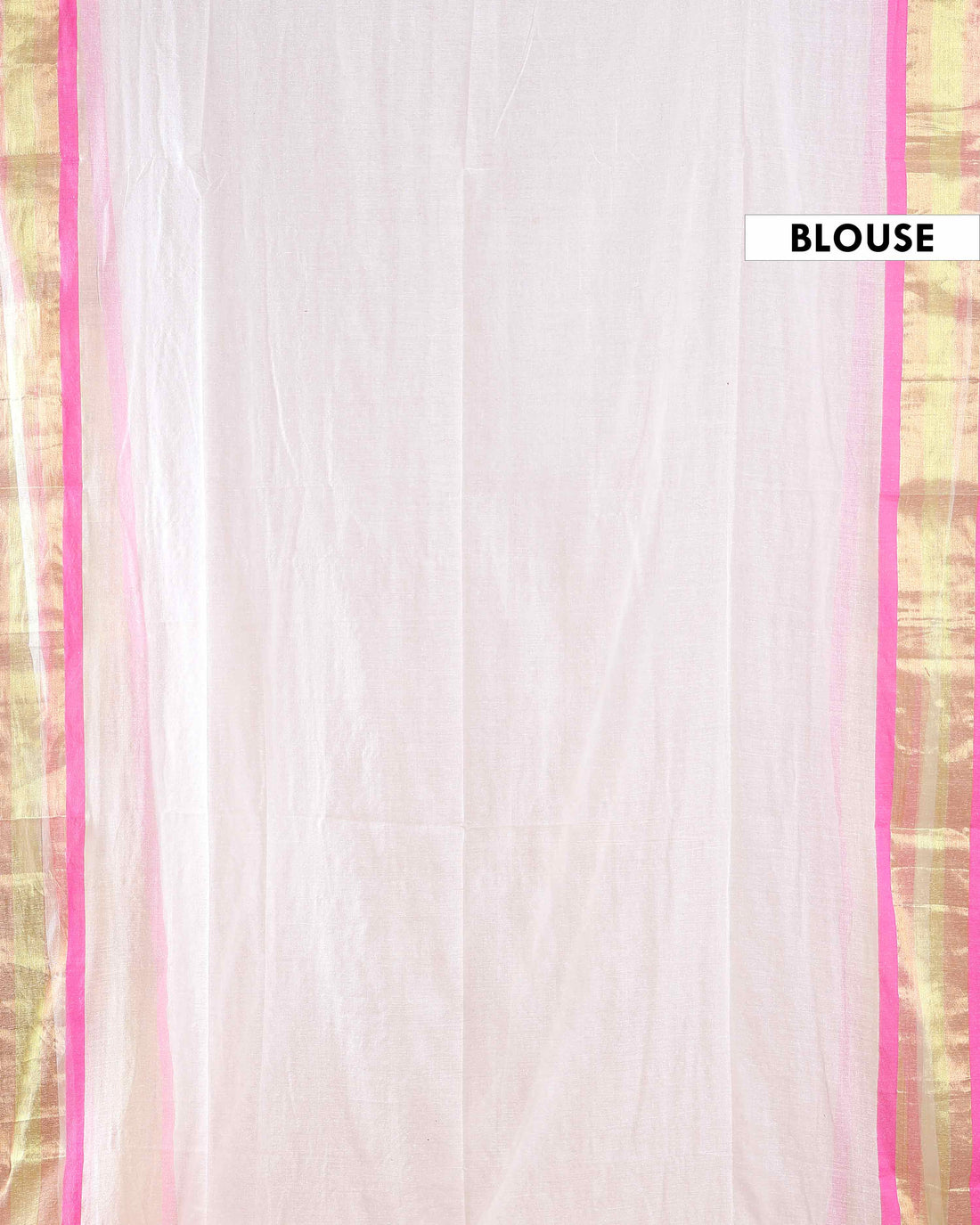 Handwoven Mul Mul Cotton Saree with Subtle Striped Pattern and Contrast Tassel Detailing – White