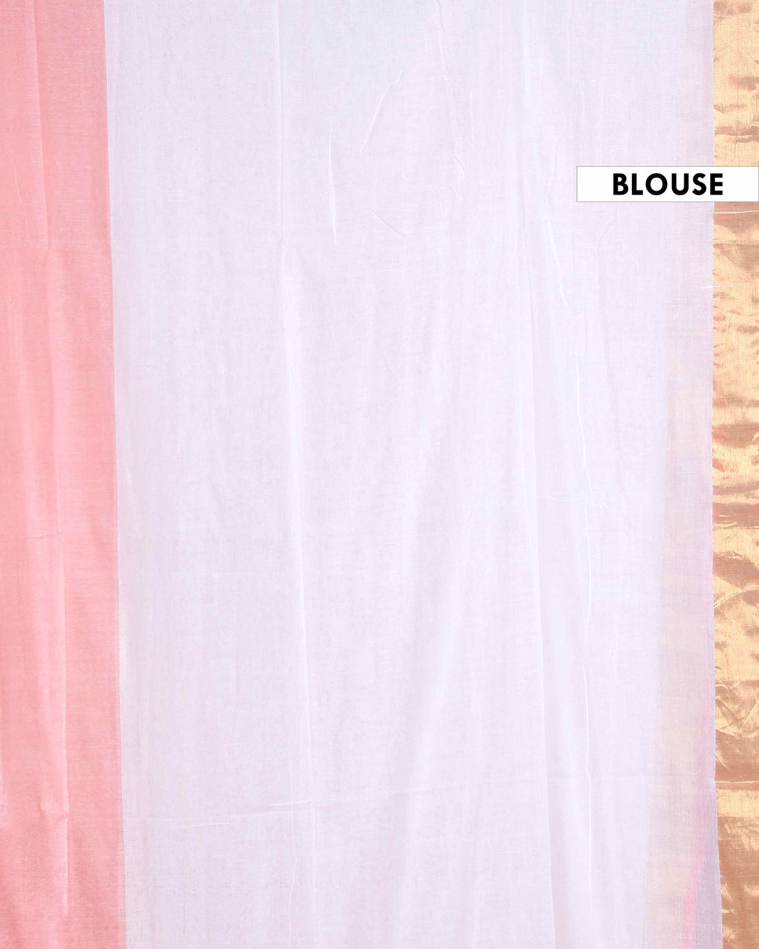 Handwoven Mul Mul Cotton Saree with Subtle Striped Pattern and Contrast Tassel Detailing – White
