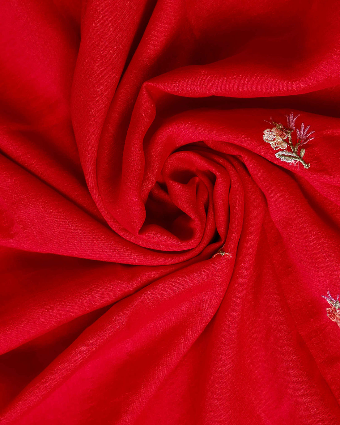 Women's Designer Unstitched Salwar Material with Intricate Floral Work - Red