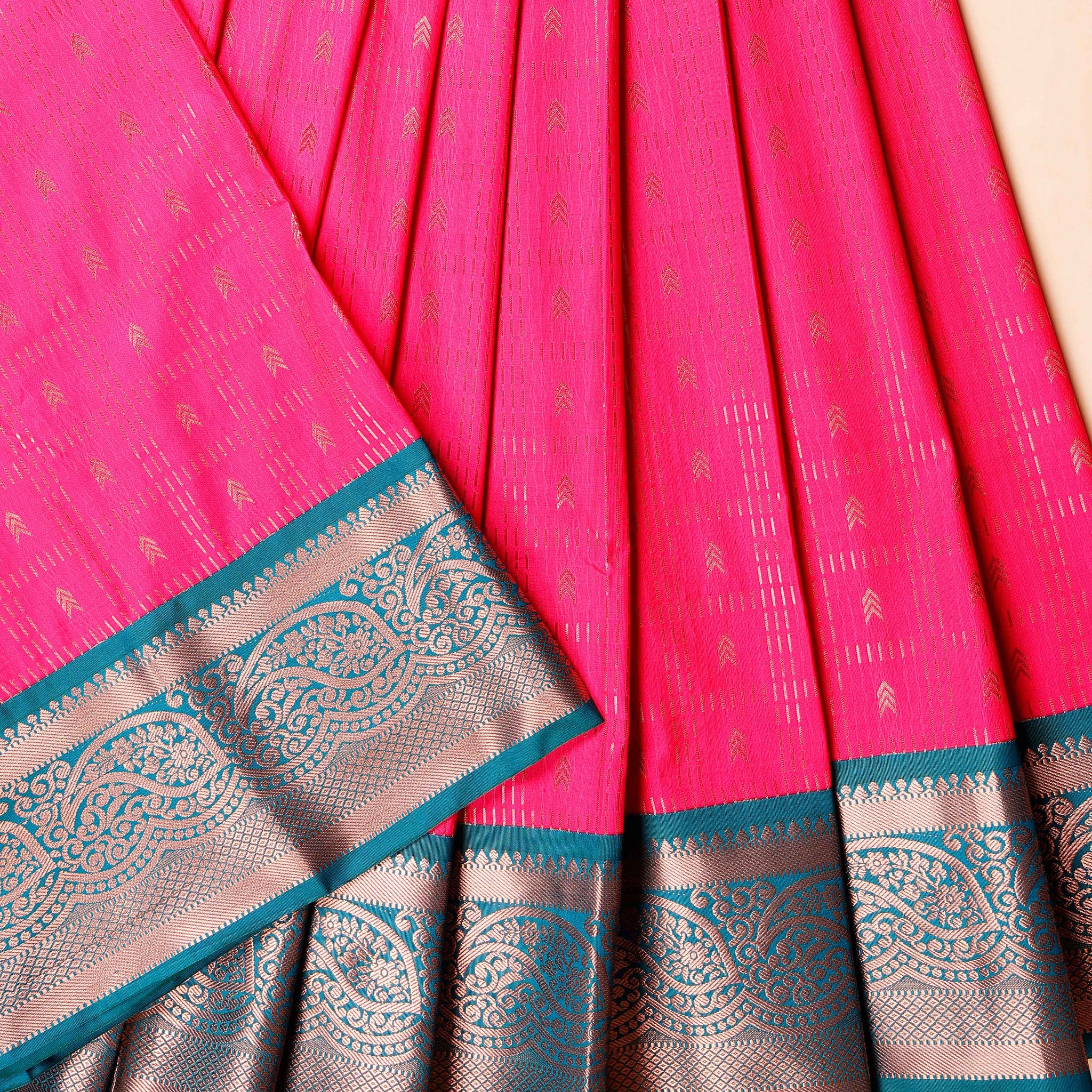 Kids' Traditional Zari Woven Pattu Pavadai Material - Pink