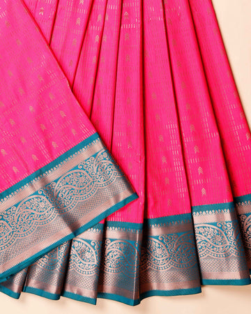 Kids' Traditional Zari Woven Pattu Pavadai Material - Pink