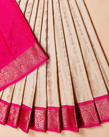 Festive Kids Pattu Pavadai for Kids with Classic Zari Work and Border - Sandal