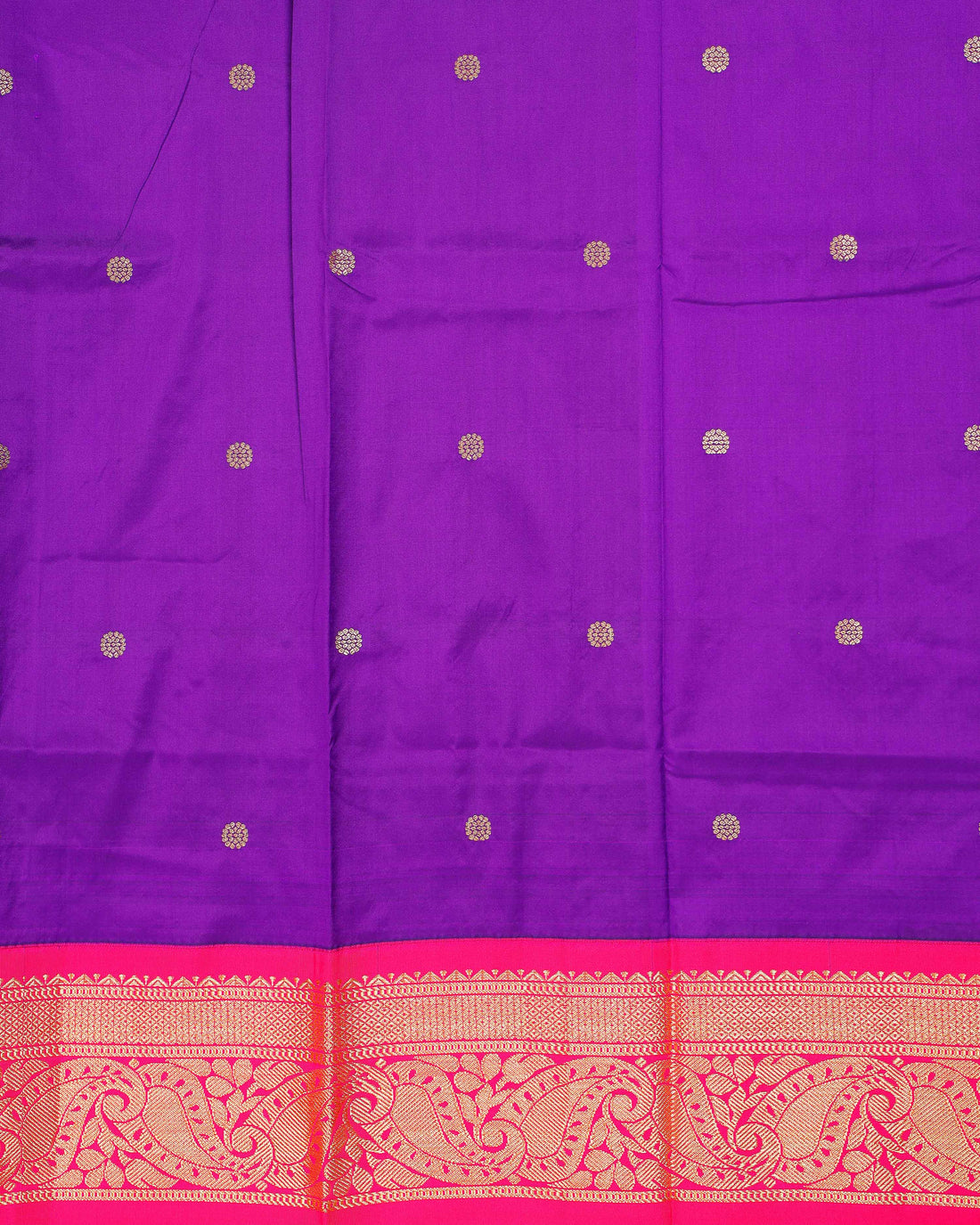Traditional Kids Pattu Pavadai Material with Zari Border and Butta Motifs - Purple