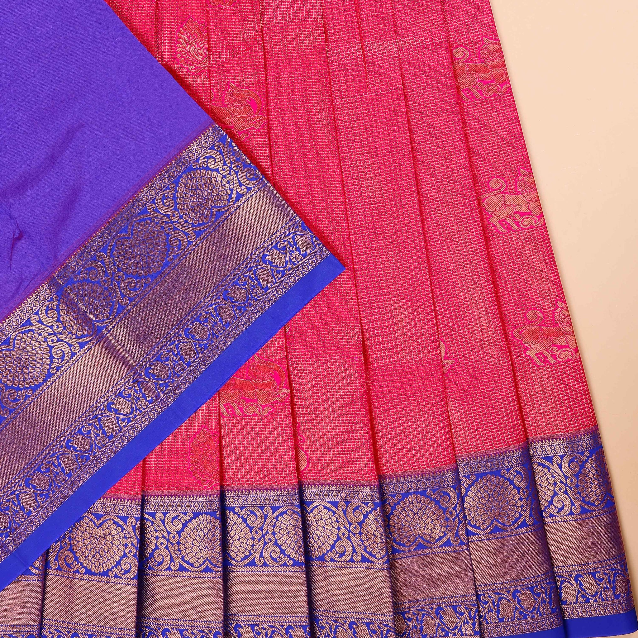 Traditional Kids Pattu Pavadai Material with Zari Border  - Red