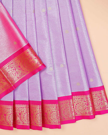 Traditional Kids Pattu Pavadai Material with Traditional Zari Brocade - Lavender