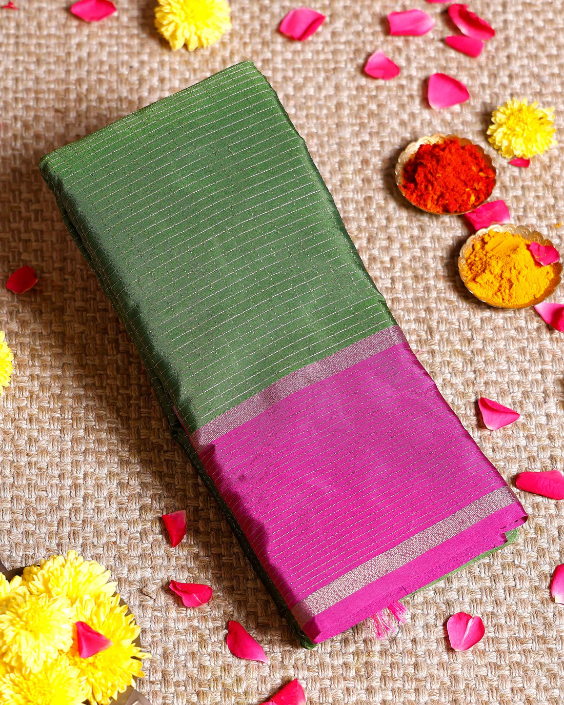 Elegant Soft Silk Saree with Traditional Zari Border - Green