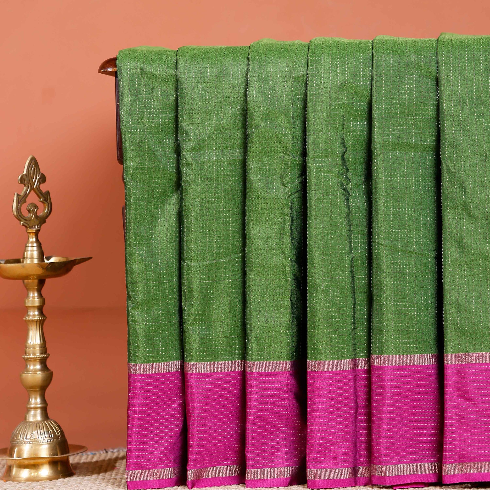 Elegant Soft Silk Saree with Traditional Zari Border - Green