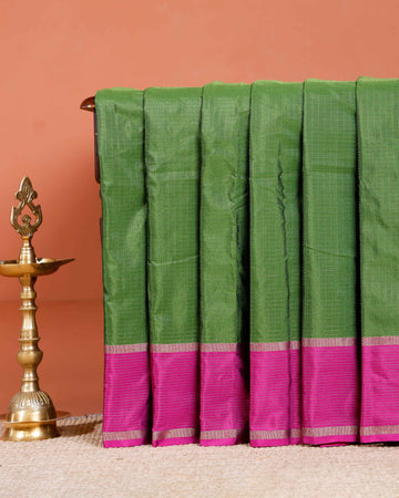 Elegant Soft Silk Saree with Traditional Zari Border - Green