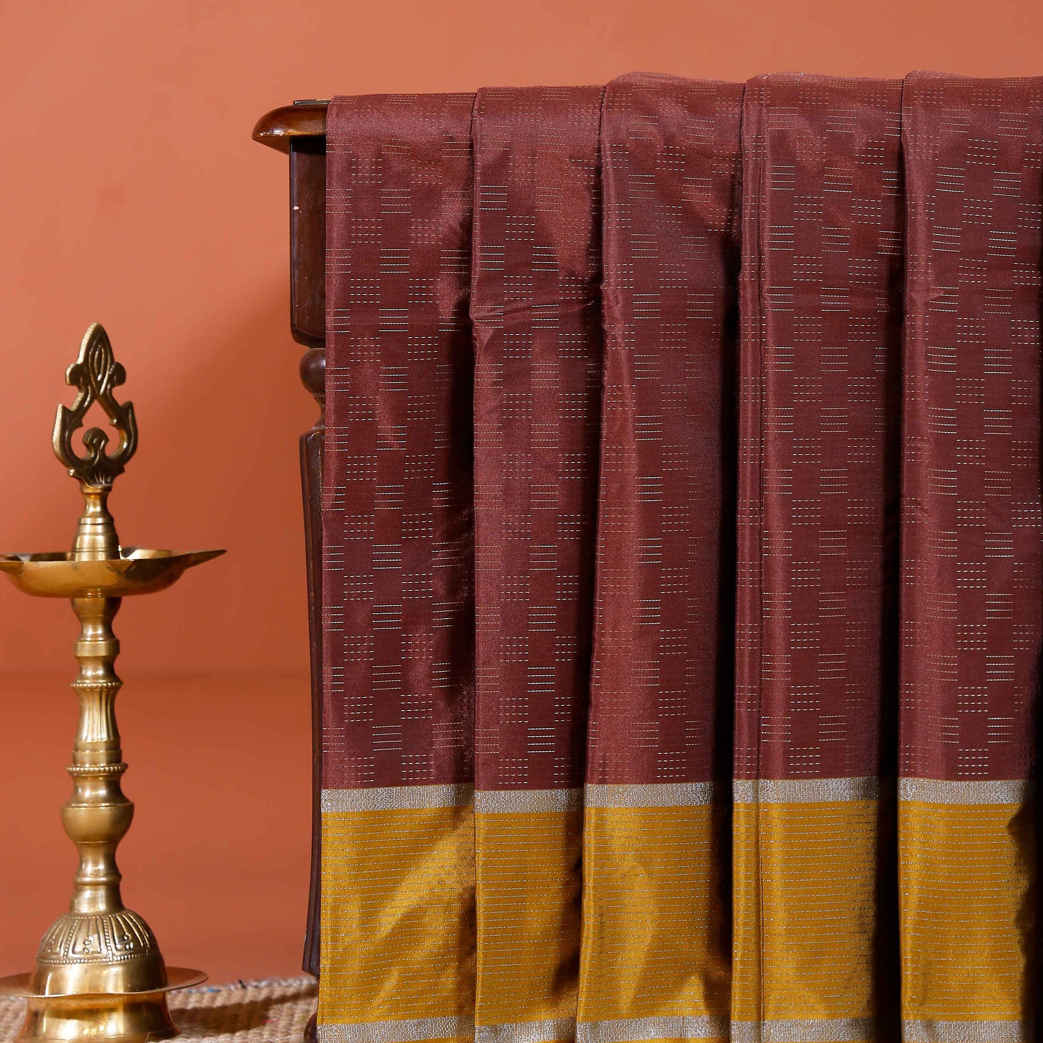 Exquisite Soft Silk Saree with Intricate Zari Motifs and Rich Border - Dark Brown