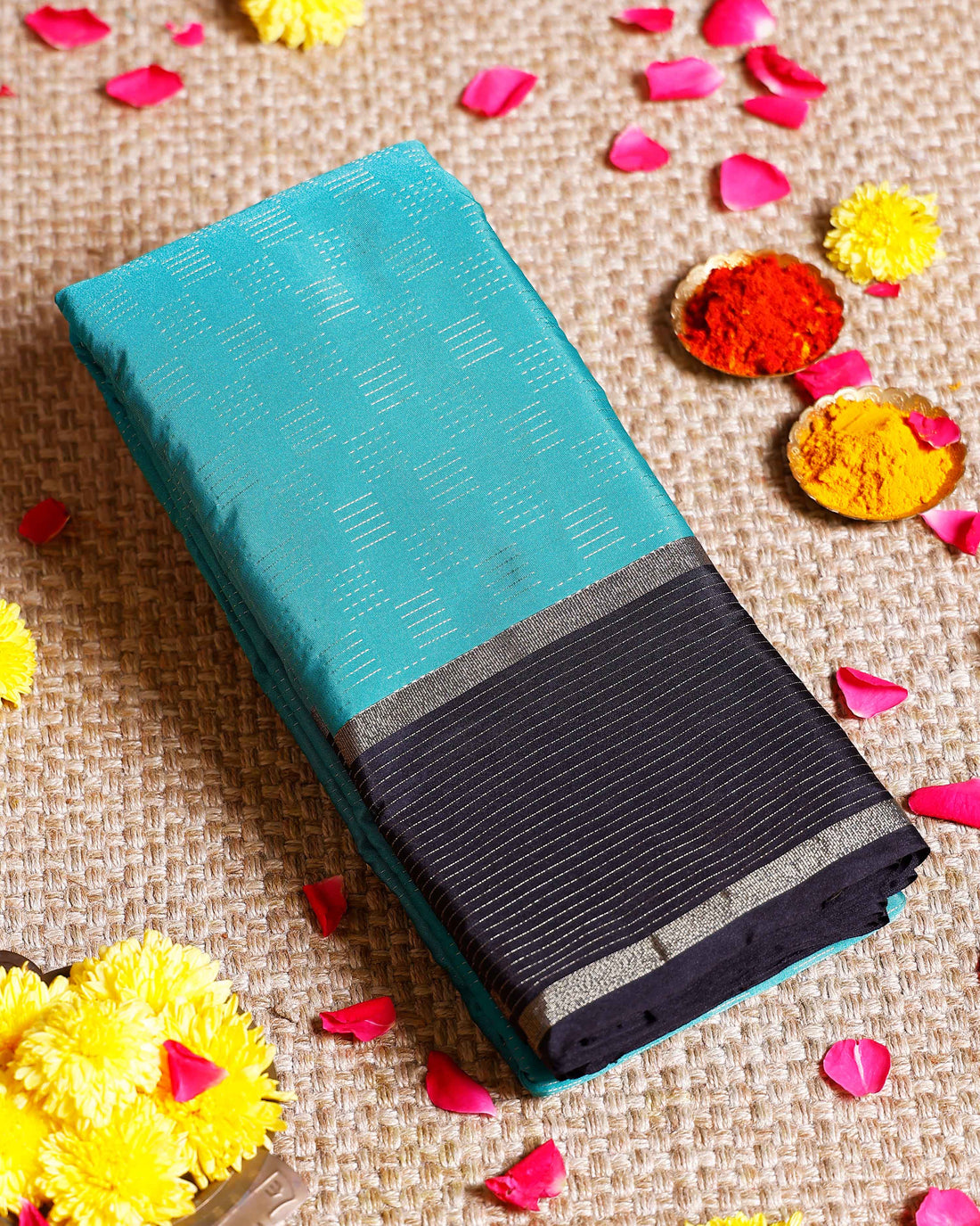 Elegant Handloom Soft Silk Saree with Zari Woven Border - Sky Blue