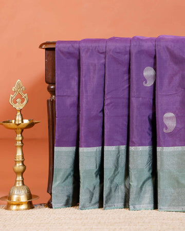 Elegant Soft Silk Saree with Zari Weaves and Traditional Motifs - Purple