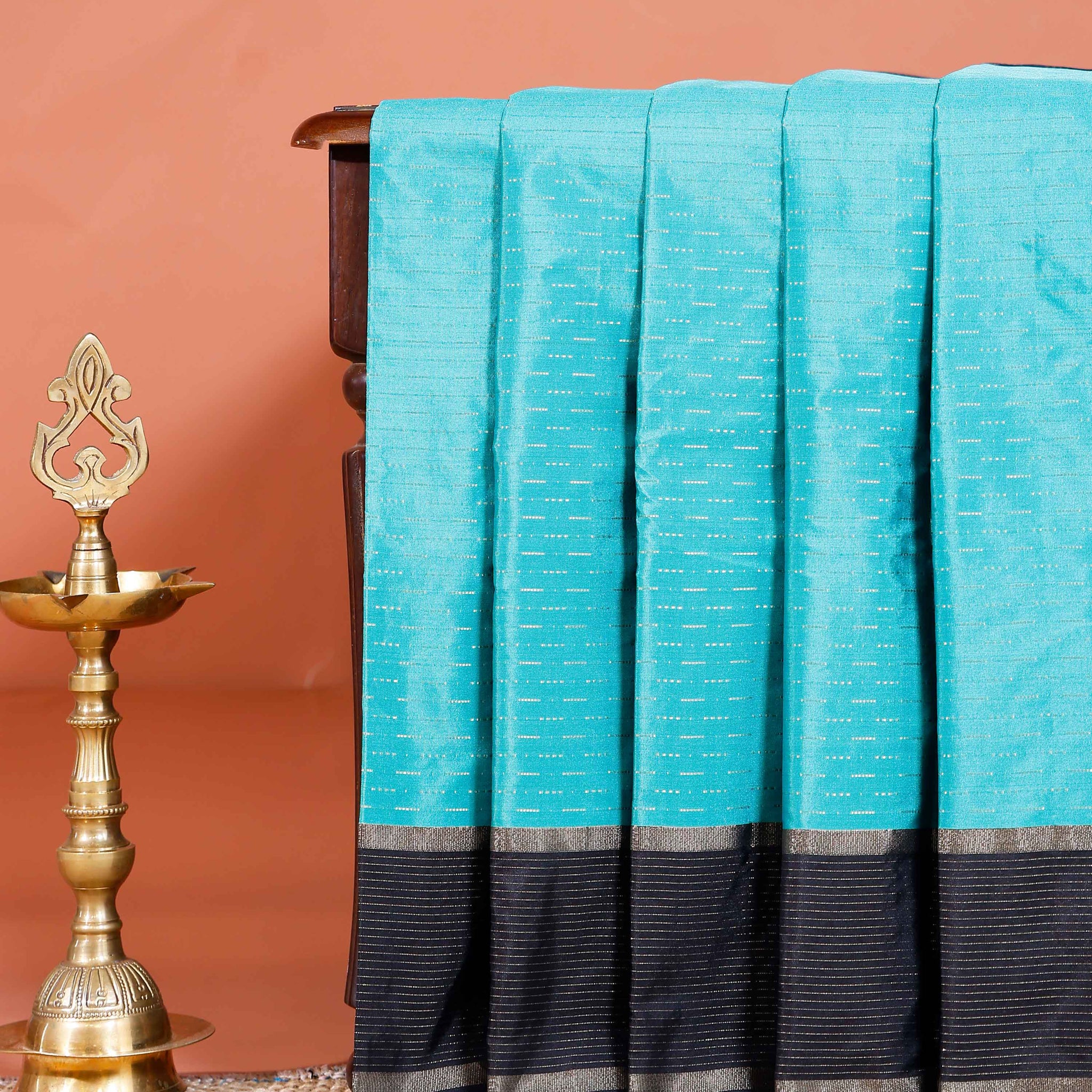Elegant Handloom Soft Silk Saree with Classic Zari Border and Subtle Body Design - Sky Blue