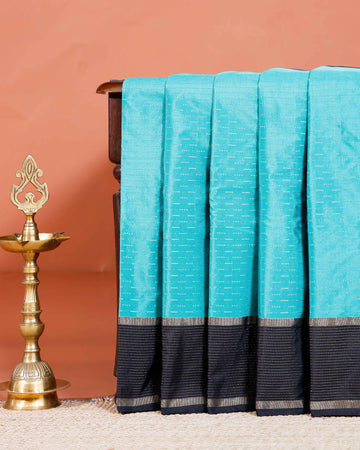 Elegant Handloom Soft Silk Saree with Classic Zari Border and Subtle Body Design - Sky Blue