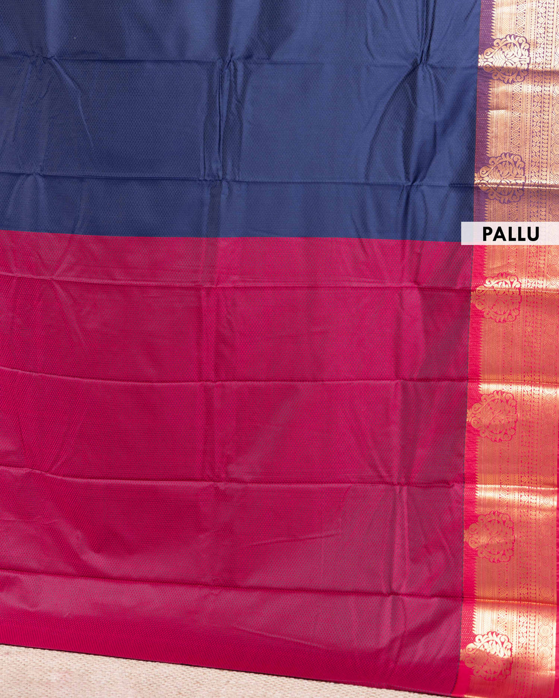Elegant Traditional Elampillai Silk Cotton Saree with Temple Inspired Motifs - Navy Blue