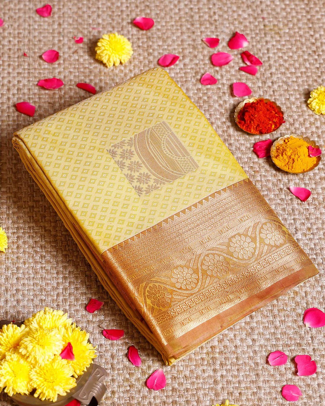  Elegant Elampillai Silk Cotton Saree with Traditional Zari Weave & Intricate Motifs - Yellow