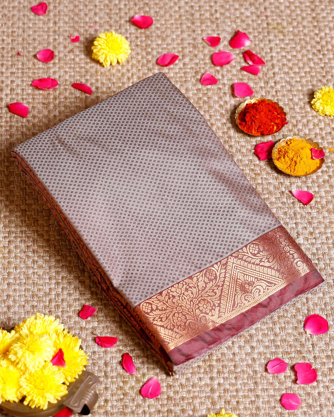 Elegant Elampillai Silk Cotton Saree with Traditional Zari Border Weave - Beige