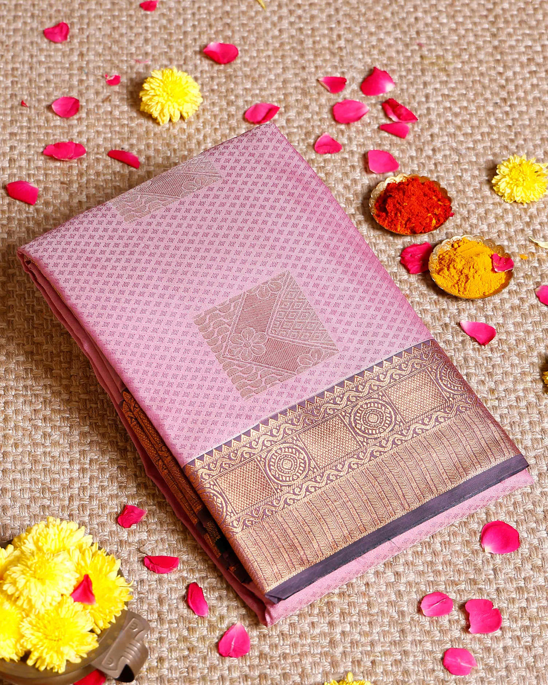 Elampillai Silk Cotton Saree with Traditional Zari Weave and Intricate Motifs - Pink