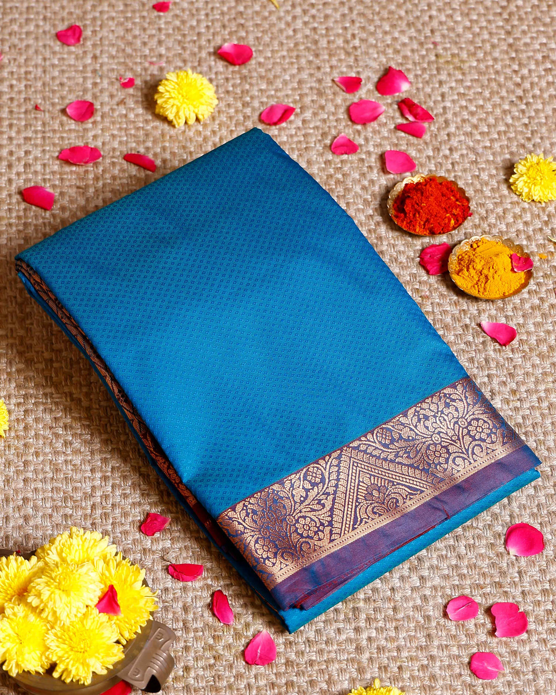Elegant Elampillai Handloom Silk Cotton Saree with Traditional Zari Border - Blue