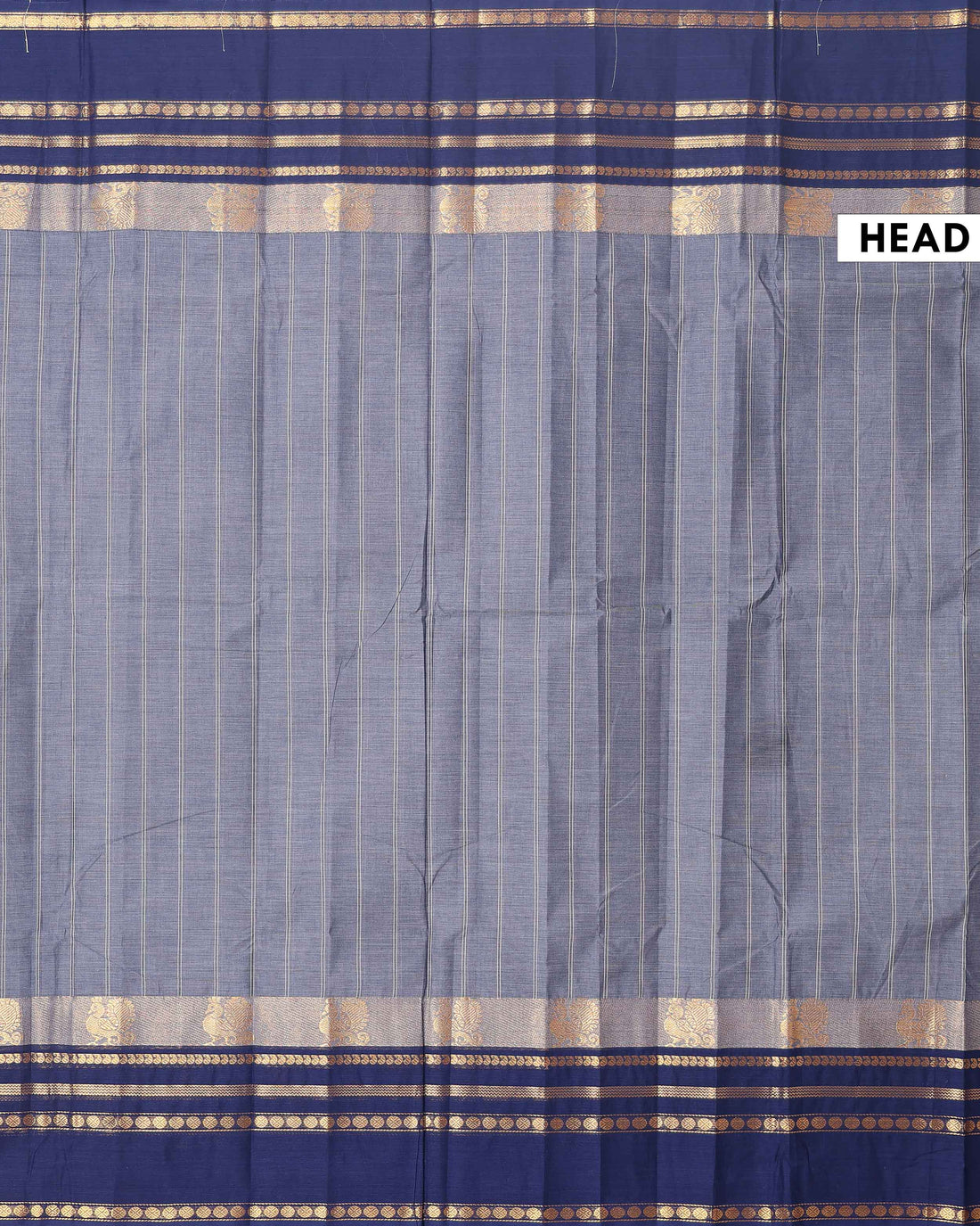 Handwoven Chettinad Cotton Saree with Traditional Zari Border - Dark Grey